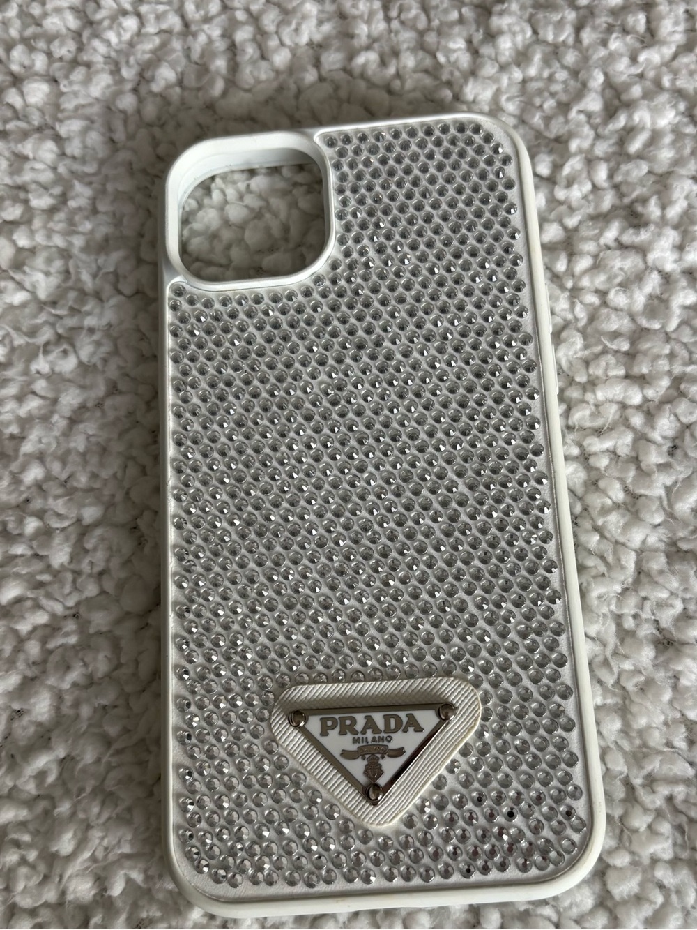 Prada Crystal-Embellished White Phone Case